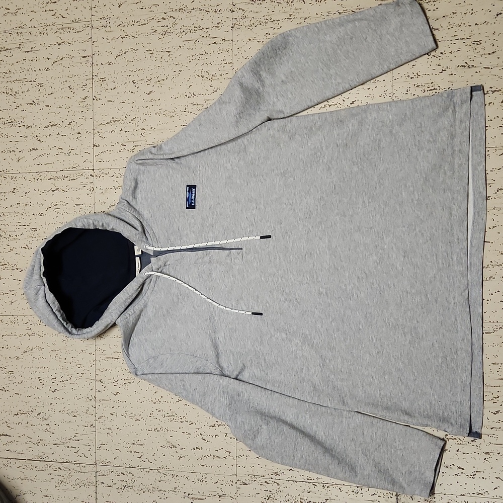 L.L. Bean Gray Lightweight 1/4 Button Up Pullover Hoodie Sweater